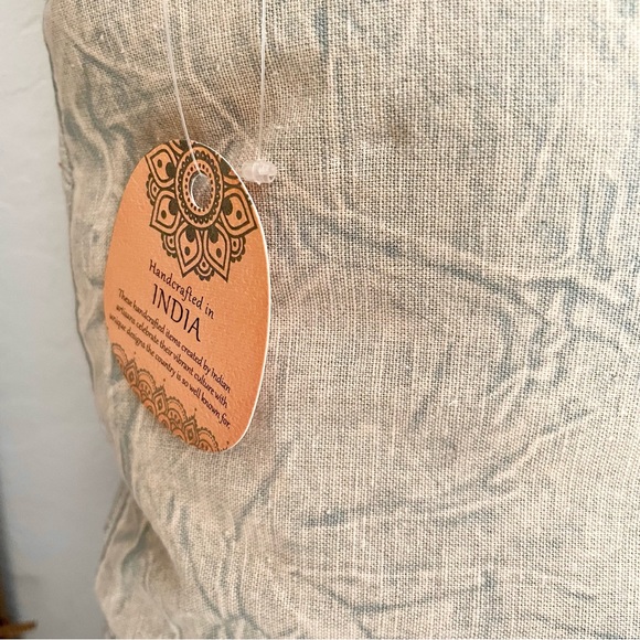 18x18 throw pillow in washed out sage green with embroidered detailing - Picture 5 of 8